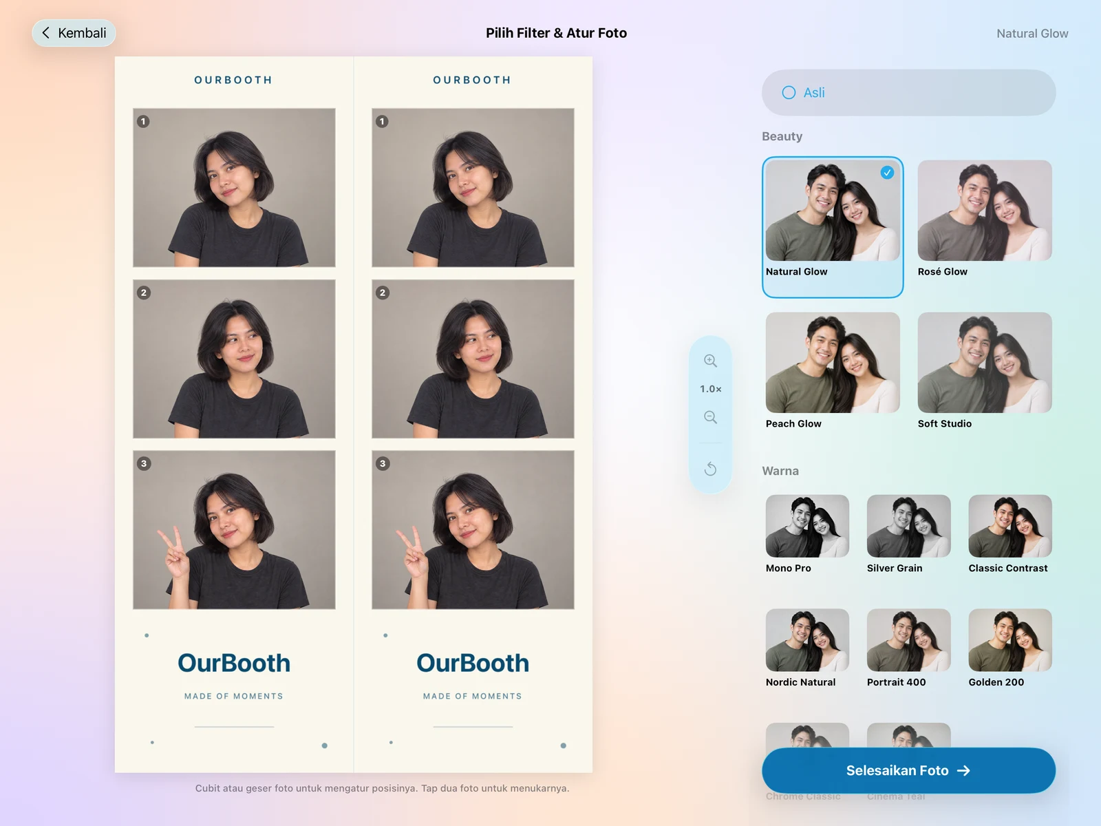 Photo filters and composition in the native iPad app.