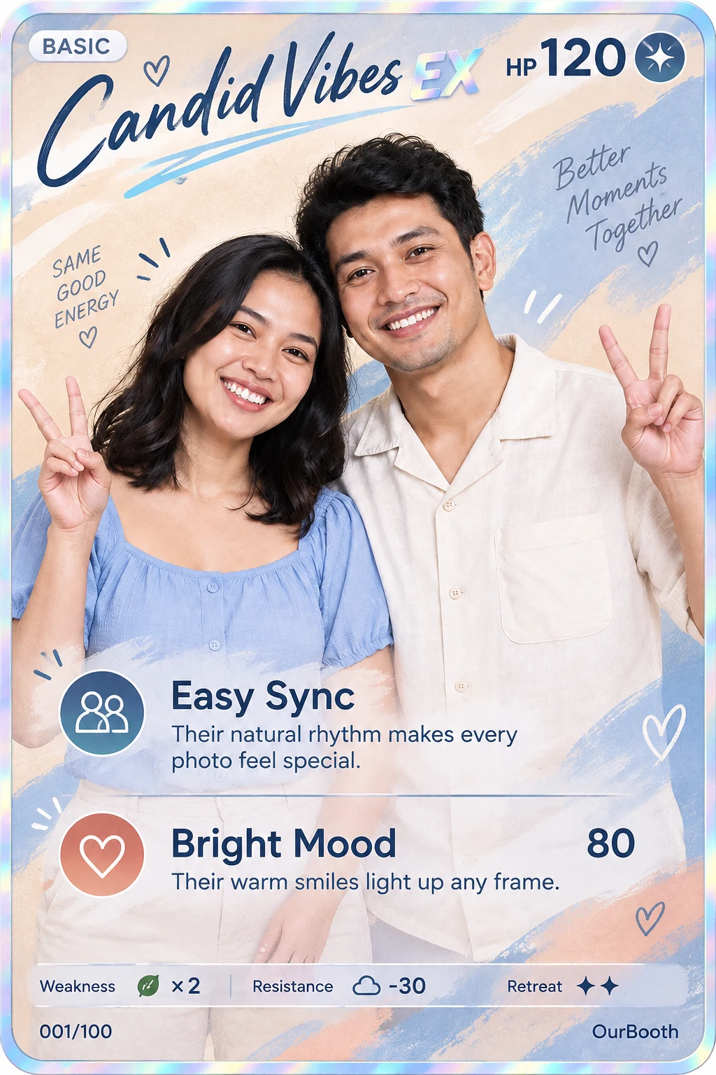 Sample couple AI photocard in TCG Classic style