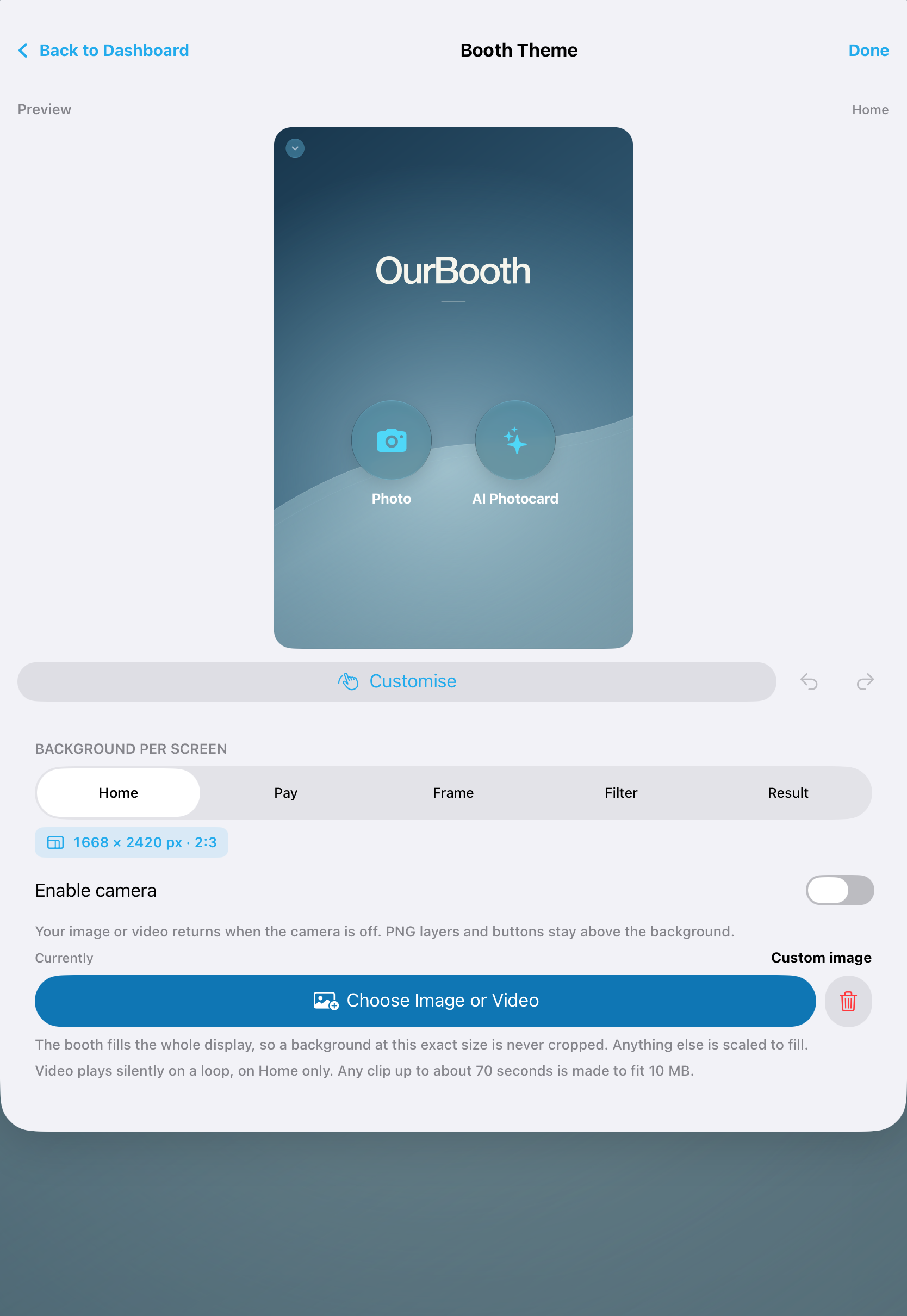 iPad Home editor